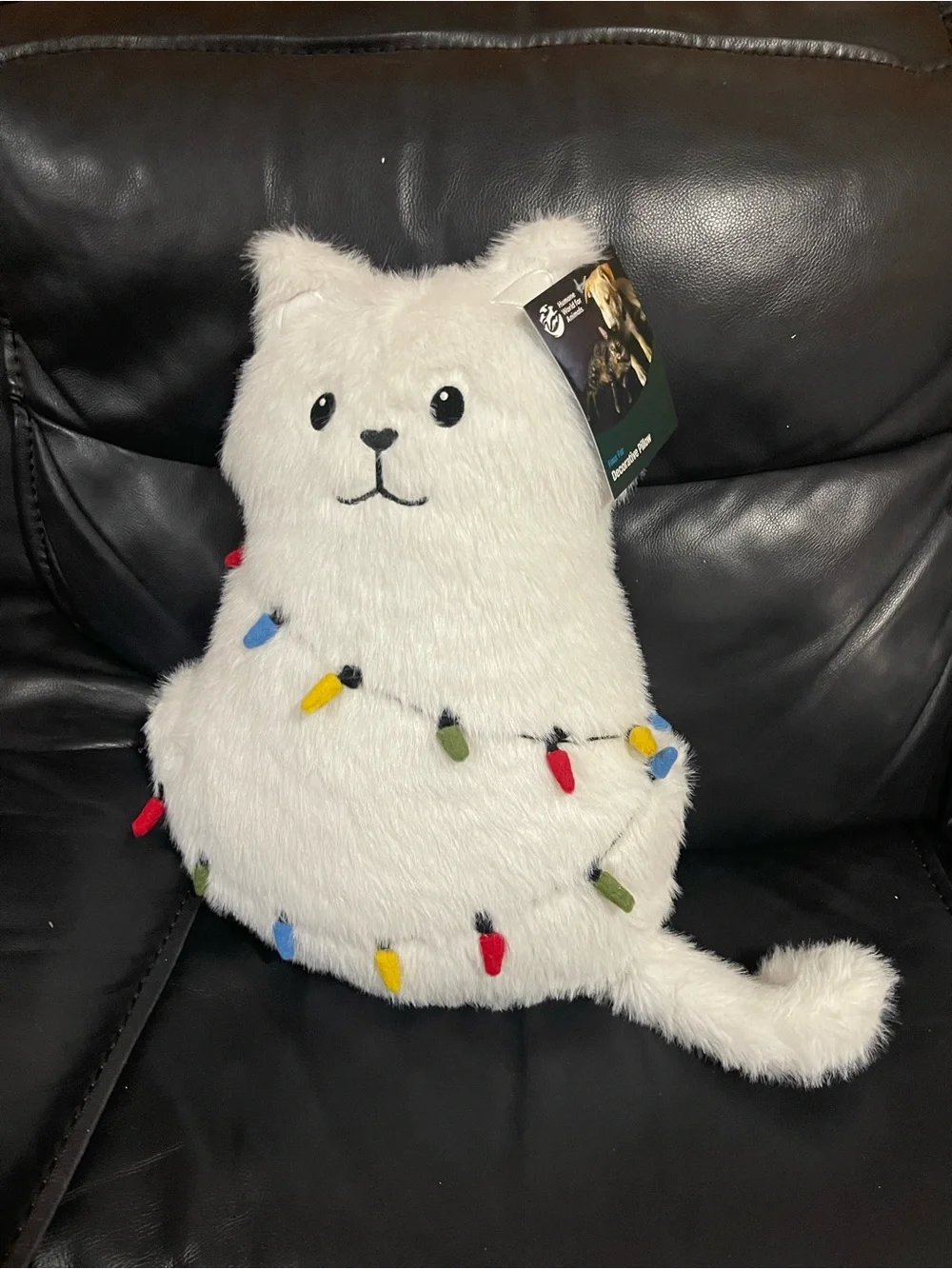 Christmas Lights Cat Pillow